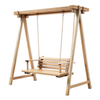 Wooden TwoSeater Swing Bench with AFrame Stand and Chains png