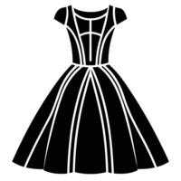 Isolated Set of Black Silhouette Dresses in Various Styles vector