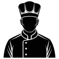 Silhouette of a Chef in a Cooking Uniform on a White Background vector
