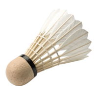 A CloseUp View of a Single Badminton Shuttlecock with Cork Base and Feathers png