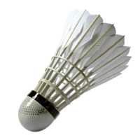 Closeup view of a single white shuttlecock for badminton isolated on black background png