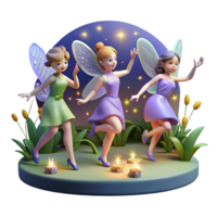 vibrant minimalist A Group of Playful Fairies Dancing in a genuine png