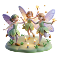 dramatic traditional A Group of Playful Fairies Dancing in a original png