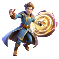 magnificent minimalist A Powerful Sorcerer Conjuring a Swirling detailed png