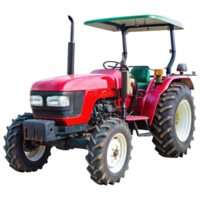 Powerful Red Farm Tractor with Canopy and Large Tires Ideal for Agricultural Work png
