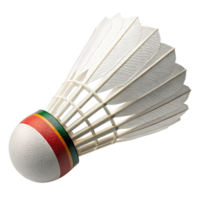 Closeup View of a Colorful Badminton Shuttlecock with Detailed Feather and Cork Base png