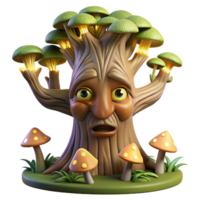 serene traditional A Wise Old Tree with a Face Carved Into original png