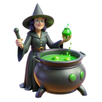 dramatic artistic A Lone Witch Brewing a Potion in a authentic png