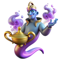 serene contemporary A Powerful Djinn Emerging from a Magic detailed png