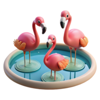 dramatic creative A Group of Flamingos Wading in a Shallow detailed png