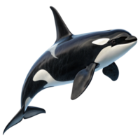 A Stunning 3D Render of a Killer Whale Orca in MidLeap Against a Black Background png