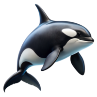 Stunning 3D Render of a Killer Whale Orca in MidSwim Against a Black Background png