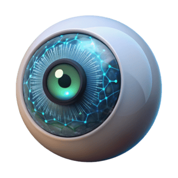 geweldig abstract een single menselijk oog, iris gloeiend met binair code, reflecterend een complex netwerk van gegevens stromen, weergegeven in een hyperrealistisch stijl 4k png