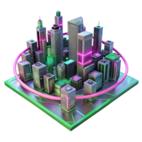 beautiful traditional A futuristic cityscape composed entirely of interconnected circuit boards, glowing with neon pink and green light trails, cyberpunk style high resolution png