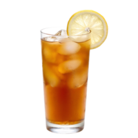 Refreshing Iced Tea with Lemon and Ice Cubes in a Tall Glass png
