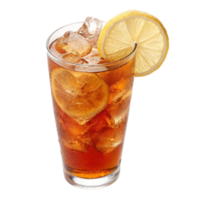 Refreshing Iced Tea with Lemon Slices and Ice Cubes in a Tall Glass png
