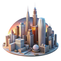 wonderful minimalist A Futuristic City Skyline Composed of detailed png