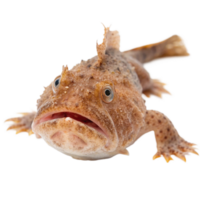 Closeup of a Juvenile Red Sea Walkman Goby Fish with Spiny Fins and Open Mouth png