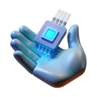 dramatic modern A Single Glowing Microchip Embedded in a professional png
