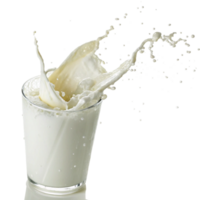 Refreshing Glass of Milk with Splashing and Droplets png