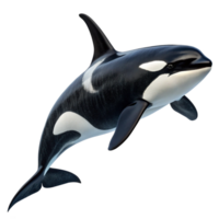 Stunning 3D Render of an Orca Whale in MidLeap Against a Black Background png