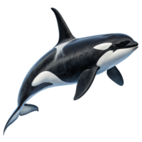 Stunning 3D Render of a Killer Whale Orca in MidLeap Against a Black Background png
