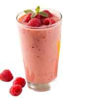 Refreshing Raspberry Smoothie in a Tall Glass with Fresh Raspberries and Mint png