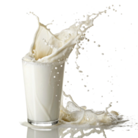 Dynamic Splash of Milk in a Glass Against Black Background A Stunning Image of Dairy Goodness png