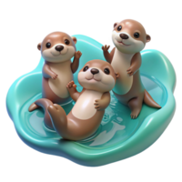 stunning minimalist A Playful Group of Otters Holding Hands premium png