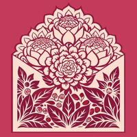 Wedding Invitation Pocket Envelope Decorated with Intricate Pattern vector