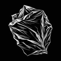 Intricate Wrinkles of Plastic Wrap on a Pitch Black Background vector