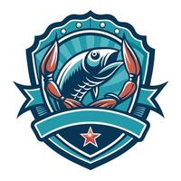 Retro Sea Food Emblem Set with Vintage Logo Graphics vector