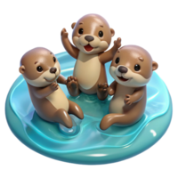 dramatic creative A Playful Group of Otters Holding Hands genuine png