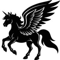 Isolated Black Silhouette of a Majestic Pegasus Set Against a Transparent Background vector