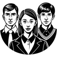 Diverse Group of People in Flat Design Style on White Background vector