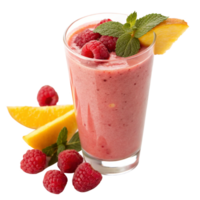Delicious Raspberry Mango Smoothie Recipe with Fresh Mint Garnish png