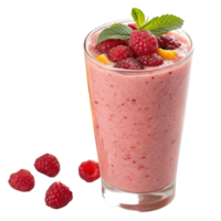Refreshing Raspberry Peach Smoothie with Mint Garnish in a Glass png