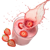 Delicious Strawberry Smoothie in a Glass with Splashing Effect png