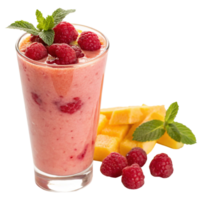 Refreshing Raspberry Mango Smoothie Recipe with Fresh Mint Garnish png