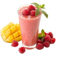 Mango Raspberry Smoothie Recipe with Fresh Mint Garnish png