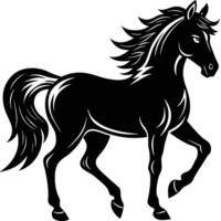 aislado silueta de un caballo en un puro blanco antecedentes vector