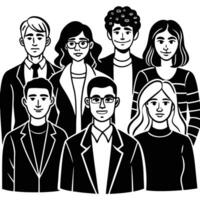 Flat Illustration of a Diverse Group of People in Various Poses vector