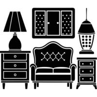 Minimalist Silhouette of Home Furniture on White Background perfect for interior design concepts vector