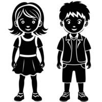 Collection of Playful and Delightful Childrens Silhouettes in Various Poses vector