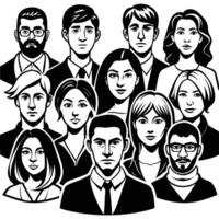 Diverse Group of People on a Plain White Background Illustration vector
