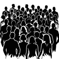 A Illustration of Silhouettes of a Crowd of People Isolated on a White Background vector