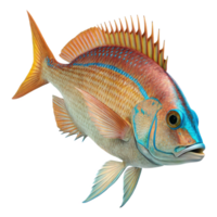Stunning Image of a Vividly Colored Fish with Orange Fins and Teal Accents png