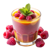 Delicious Raspberry and Mango Smoothie in a Glass with Fresh Mint png