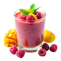 Delicious Mango Raspberry Smoothie Recipe with Fresh Mint Garnish png