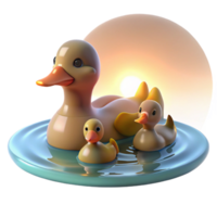 beautiful abstract A Family of Ducks Swimming Peacefully on 4K png